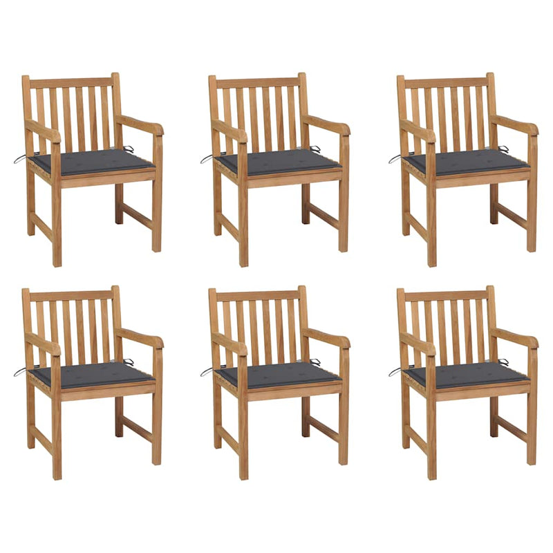 Garden Chairs 6 pcs with Anthracite Cushions Solid Teak Wood Payday Deals