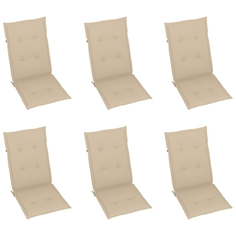 Garden Chairs 6 pcs with Beige Cushions Solid Teak Wood Payday Deals