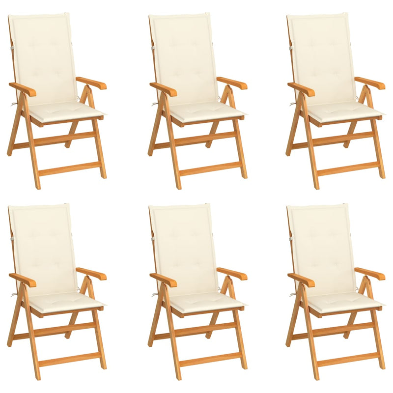 Garden Chairs 6 pcs with Cream Cushions Solid Teak Wood Payday Deals