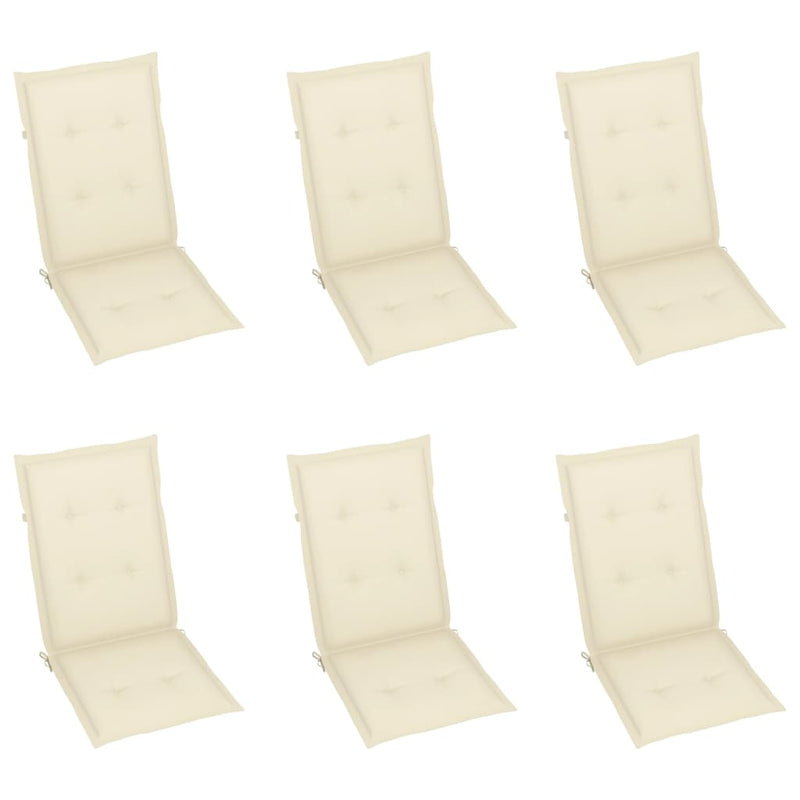 Garden Chairs 6 pcs with Cream Cushions Solid Teak Wood Payday Deals