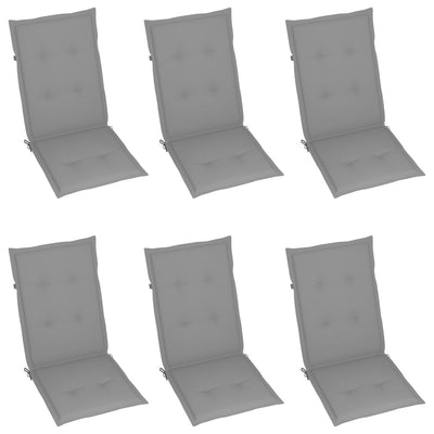 Garden Chairs 6 pcs with Grey Cushions Solid Teak Wood Payday Deals