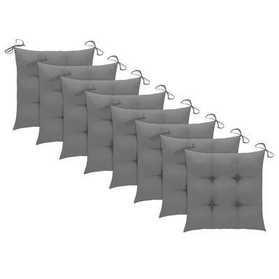 Garden Chairs 8 pcs with Grey Cushions Solid Teak Wood Payday Deals