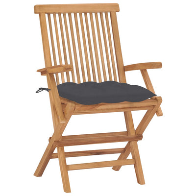 Garden Chairs with Anthracite Cushions 2 pcs Solid Teak Wood Payday Deals