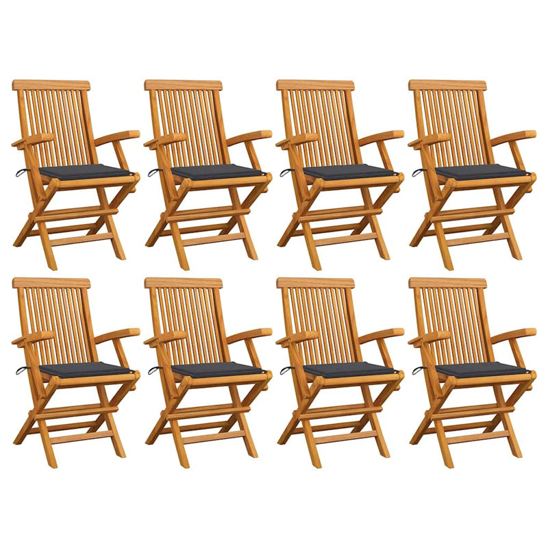 Garden Chairs with Anthracite Cushions 8 pcs Solid Teak Wood Payday Deals
