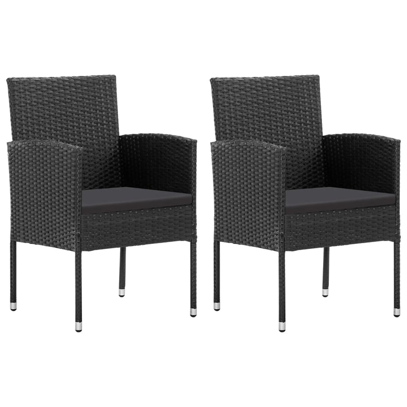 Garden Chairs with Black Cushions 2 pcs Black Poly Rattan Payday Deals