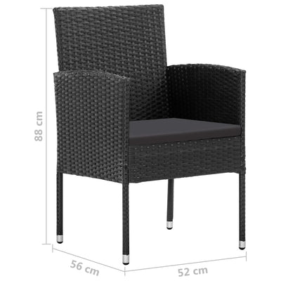 Garden Chairs with Black Cushions 2 pcs Black Poly Rattan Payday Deals