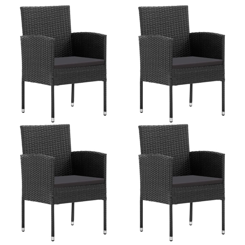 Garden Chairs with Black Cushions 4 pcs Black Poly Rattan Payday Deals