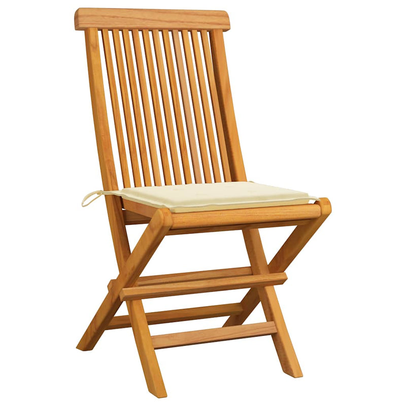 Garden Chairs with Cream Cushions 2 pcs Solid Teak Wood Payday Deals