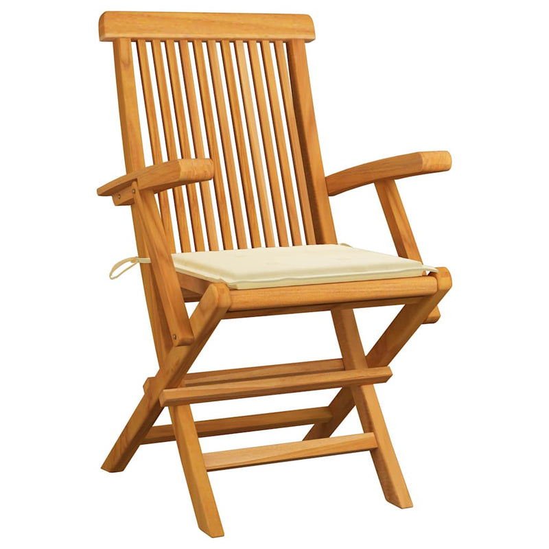 Garden Chairs with Cream Cushions 3 pcs Solid Teak Wood Payday Deals