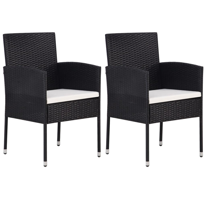 Garden Chairs with Cream White Cushions 2 pcs Black Poly Rattan Payday Deals