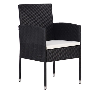 Garden Chairs with Cream White Cushions 2 pcs Black Poly Rattan Payday Deals