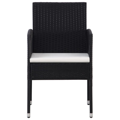 Garden Chairs with Cream White Cushions 2 pcs Black Poly Rattan Payday Deals