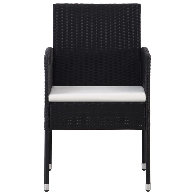 Garden Chairs with Cream White Cushions 2 pcs Black Poly Rattan Payday Deals