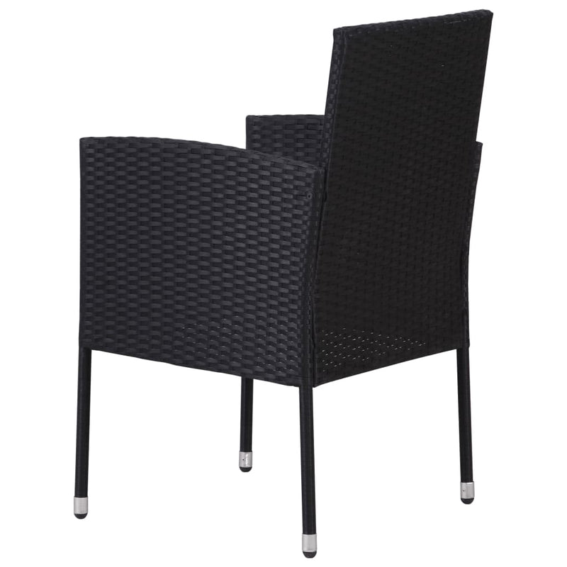 Garden Chairs with Cream White Cushions 2 pcs Black Poly Rattan Payday Deals