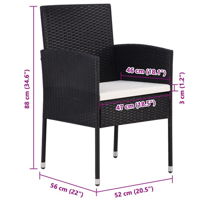 Garden Chairs with Cream White Cushions 2 pcs Black Poly Rattan Payday Deals