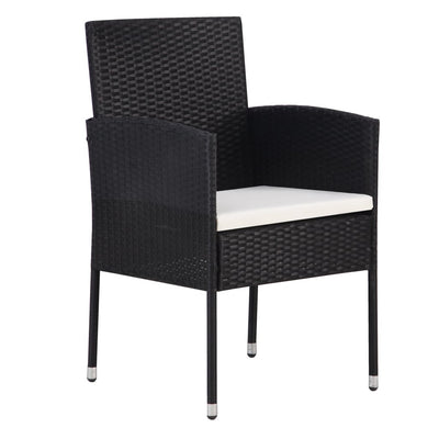 Garden Chairs with Cream White Cushions 2 pcs Black Poly Rattan Payday Deals