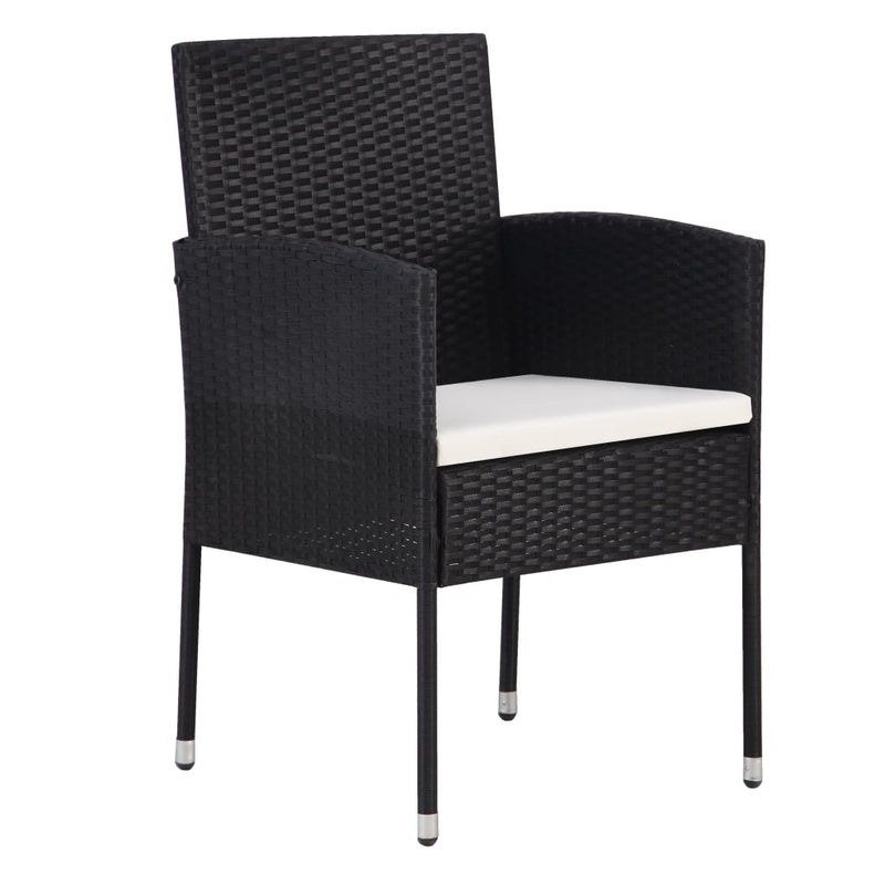 Garden Chairs with Cream White Cushions 2 pcs Black Poly Rattan Payday Deals