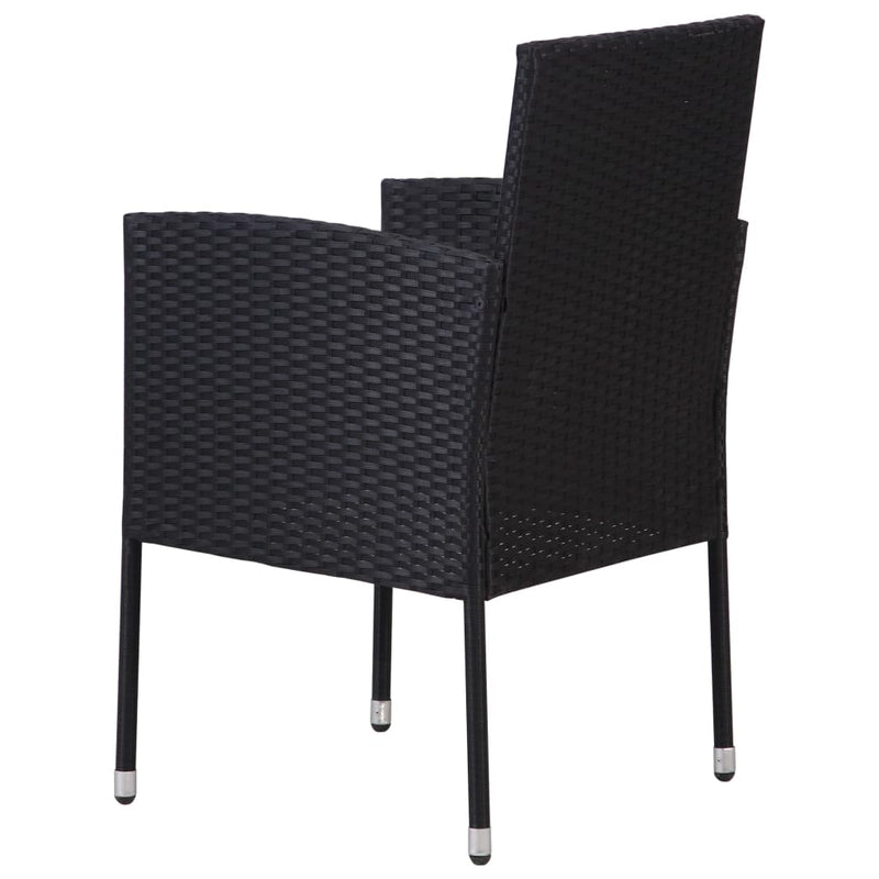 Garden Chairs with Cream White Cushions 2 pcs Black Poly Rattan Payday Deals