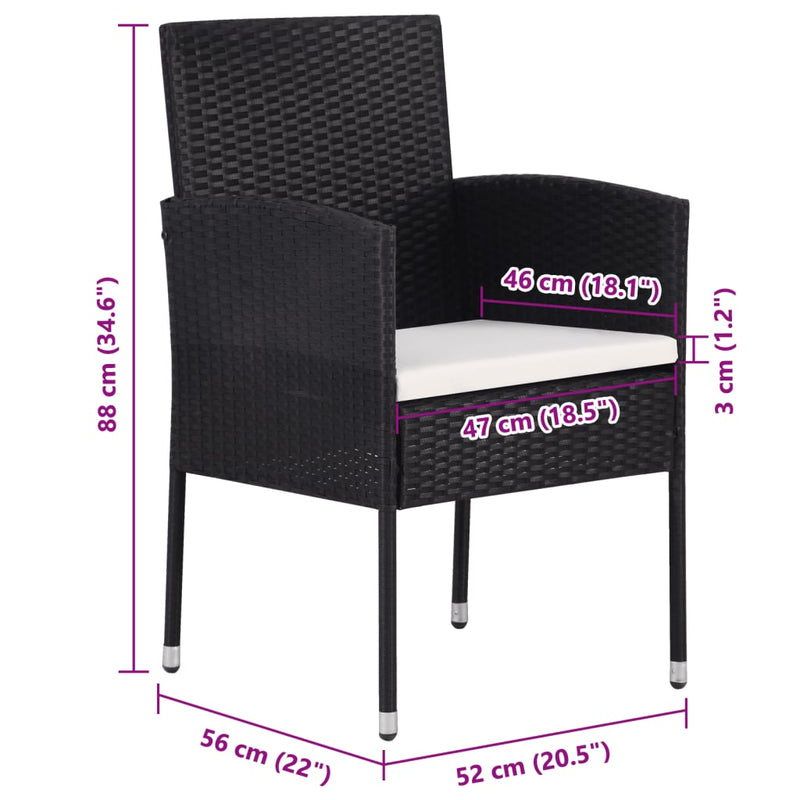 Garden Chairs with Cream White Cushions 2 pcs Black Poly Rattan Payday Deals