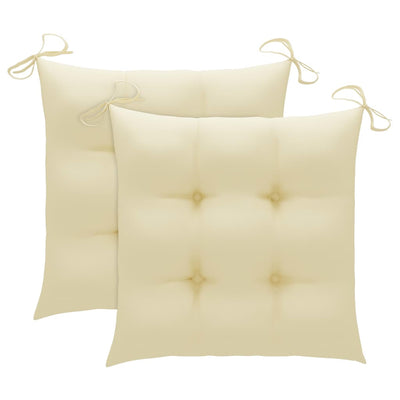 Garden Chairs with Cream White Cushions 2 pcs Solid Teak Wood Payday Deals