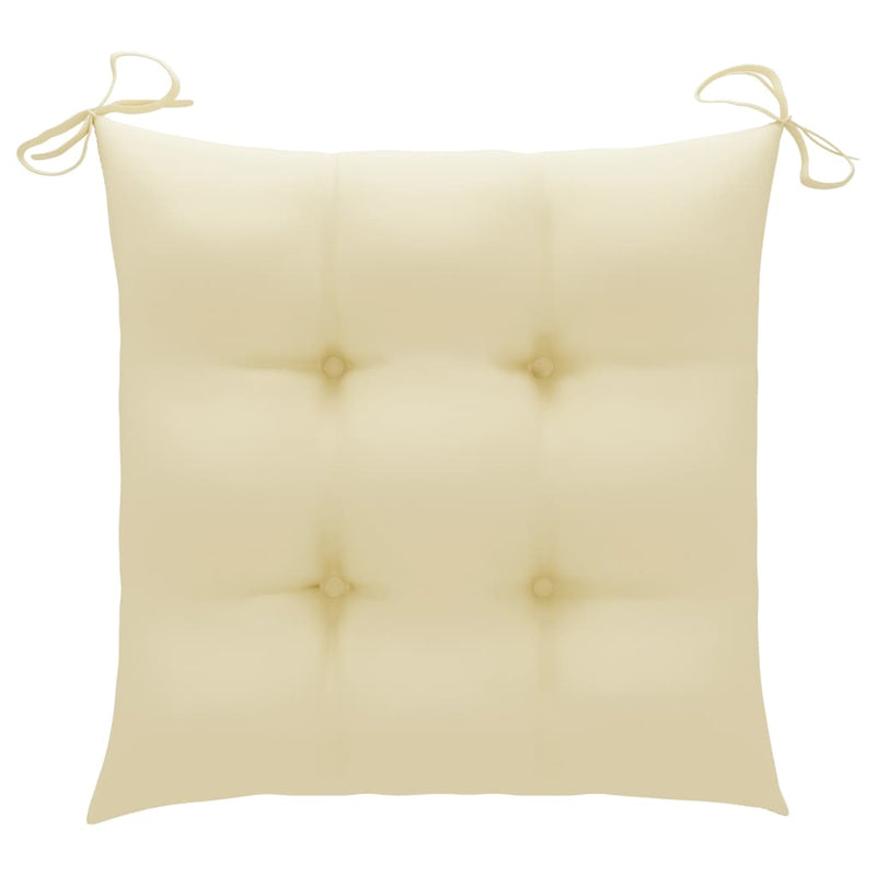 Garden Chairs with Cream White Cushions 2 pcs Solid Teak Wood Payday Deals