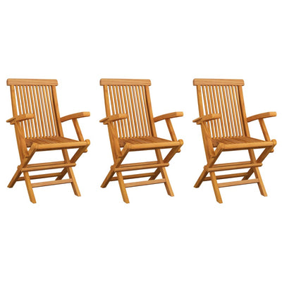 Garden Chairs with Cream White Cushions 3 pcs Solid Teak Wood Payday Deals