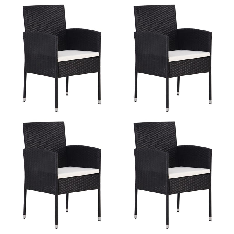 Garden Chairs with Cream White Cushions 4 pcs Black Poly Rattan Payday Deals