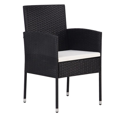 Garden Chairs with Cream White Cushions 4 pcs Black Poly Rattan Payday Deals