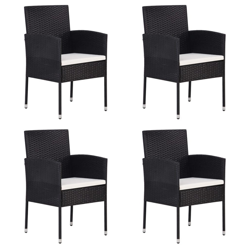 Garden Chairs with Cream White Cushions 4 pcs Black Poly Rattan Payday Deals