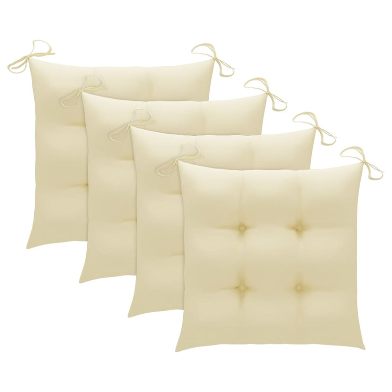 Garden Chairs with Cream White Cushions 4 pcs Solid Teak Wood Payday Deals
