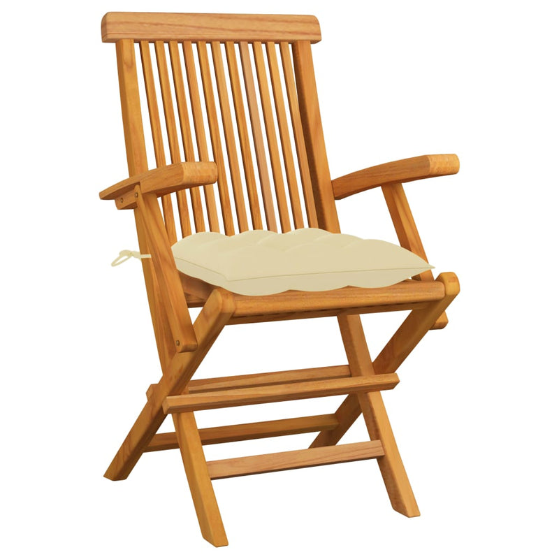 Garden Chairs with Cream White Cushions 6 pcs Solid Teak Wood Payday Deals