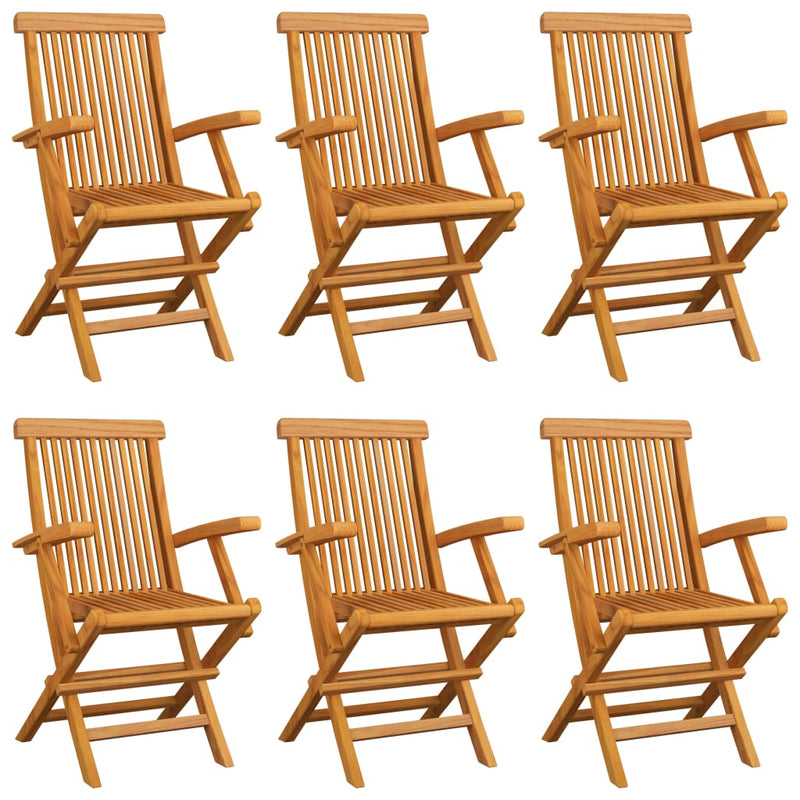 Garden Chairs with Cream White Cushions 6 pcs Solid Teak Wood Payday Deals