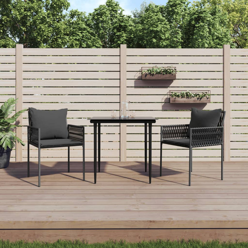 Garden Chairs with Cushions 2 pcs Black 54x61x83 cm Poly Rattan Payday Deals