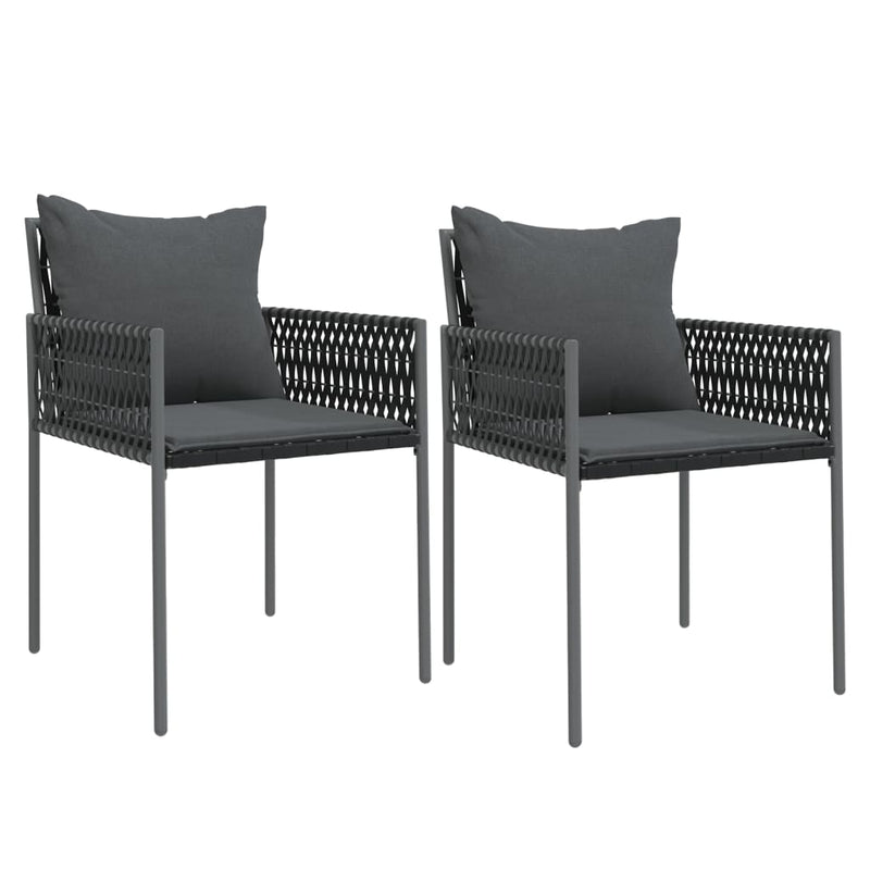 Garden Chairs with Cushions 2 pcs Black 54x61x83 cm Poly Rattan Payday Deals