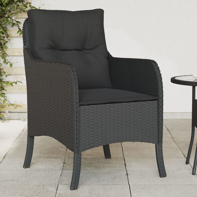 Garden Chairs with Cushions 2 pcs Black Poly Rattan Payday Deals