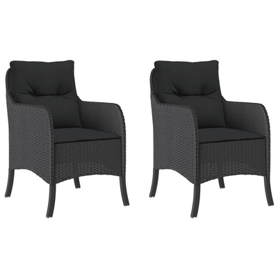 Garden Chairs with Cushions 2 pcs Black Poly Rattan Payday Deals