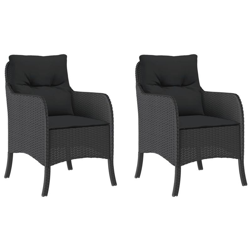Garden Chairs with Cushions 2 pcs Black Poly Rattan Payday Deals