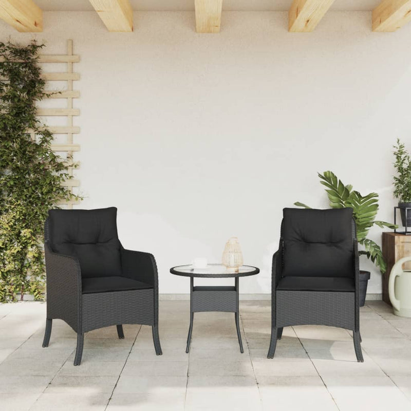Garden Chairs with Cushions 2 pcs Black Poly Rattan Payday Deals