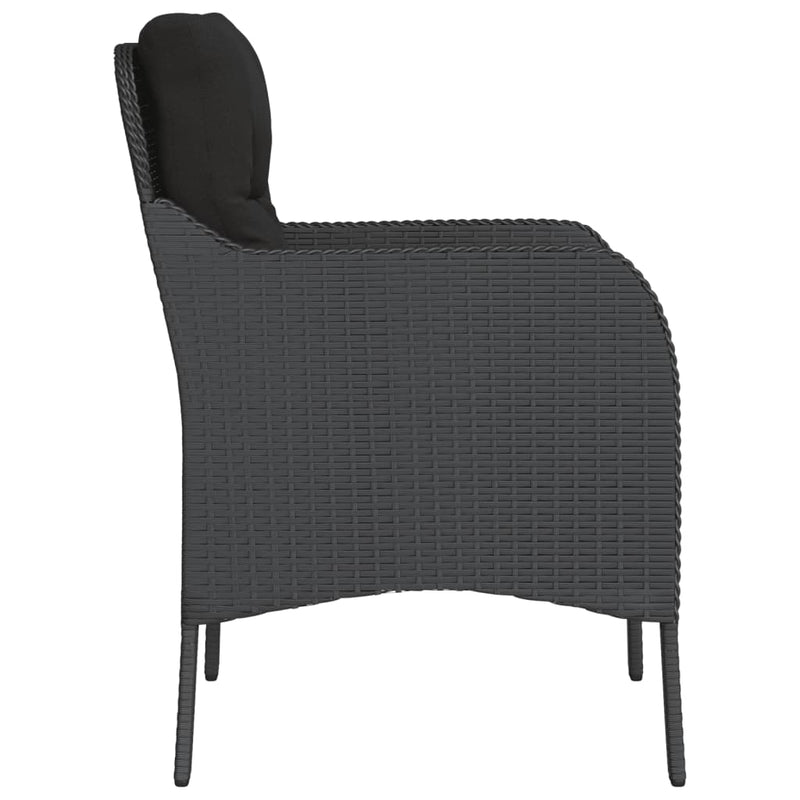 Garden Chairs with Cushions 2 pcs Black Poly Rattan Payday Deals