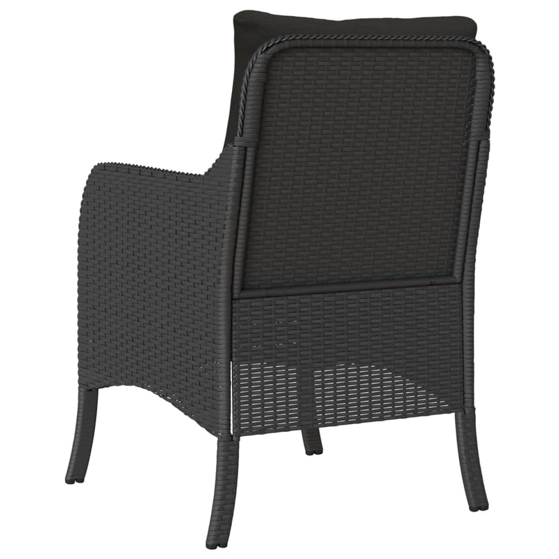 Garden Chairs with Cushions 2 pcs Black Poly Rattan Payday Deals