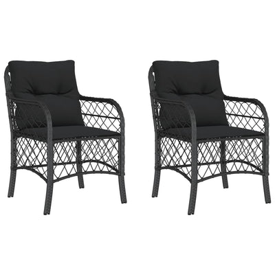 Garden Chairs with Cushions 2 pcs Black Poly Rattan Payday Deals