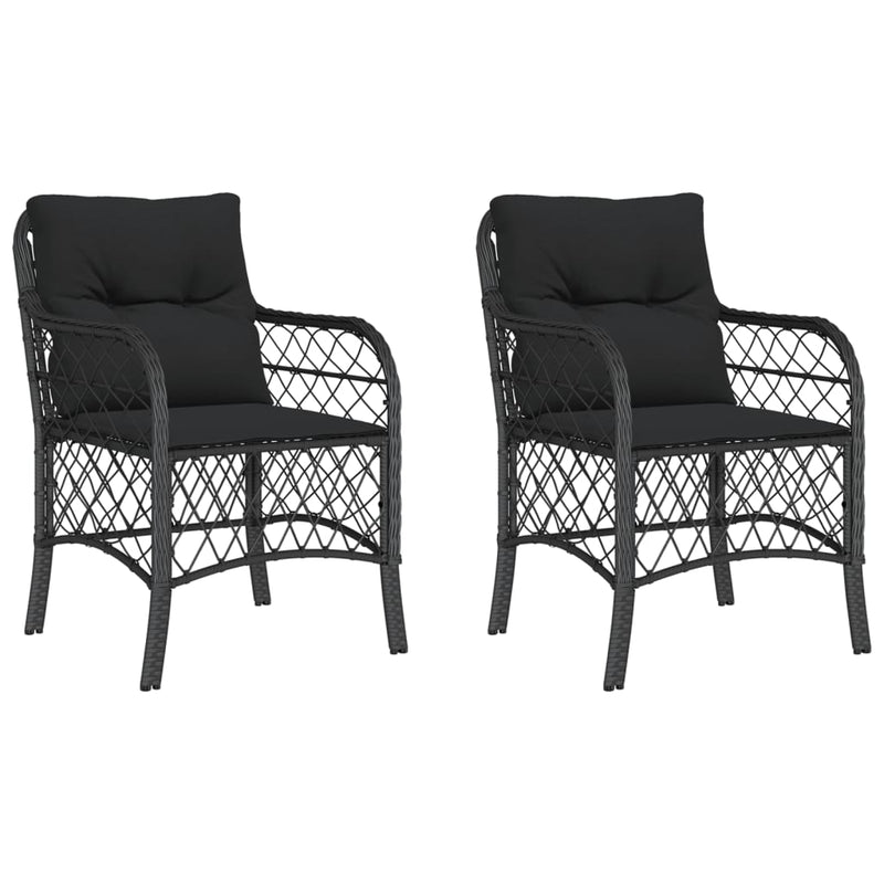 Garden Chairs with Cushions 2 pcs Black Poly Rattan Payday Deals
