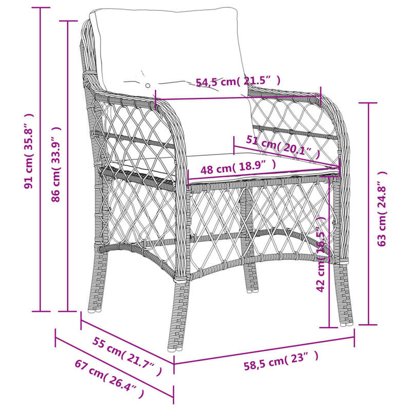 Garden Chairs with Cushions 2 pcs Black Poly Rattan Payday Deals