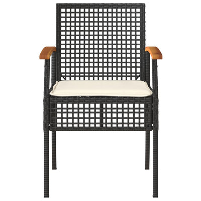 Garden Chairs with Cushions 2 pcs Black Poly Rattan Acacia Wood Payday Deals
