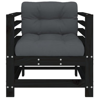 Garden Chairs with Cushions 2 pcs Black Solid Wood Pine Payday Deals