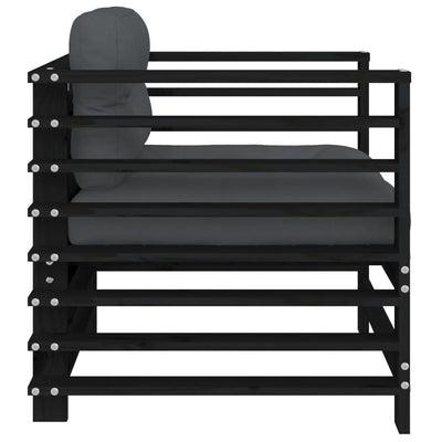 Garden Chairs with Cushions 2 pcs Black Solid Wood Pine Payday Deals