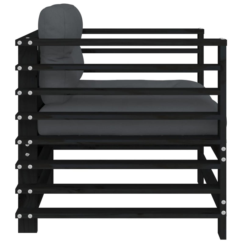 Garden Chairs with Cushions 2 pcs Black Solid Wood Pine Payday Deals
