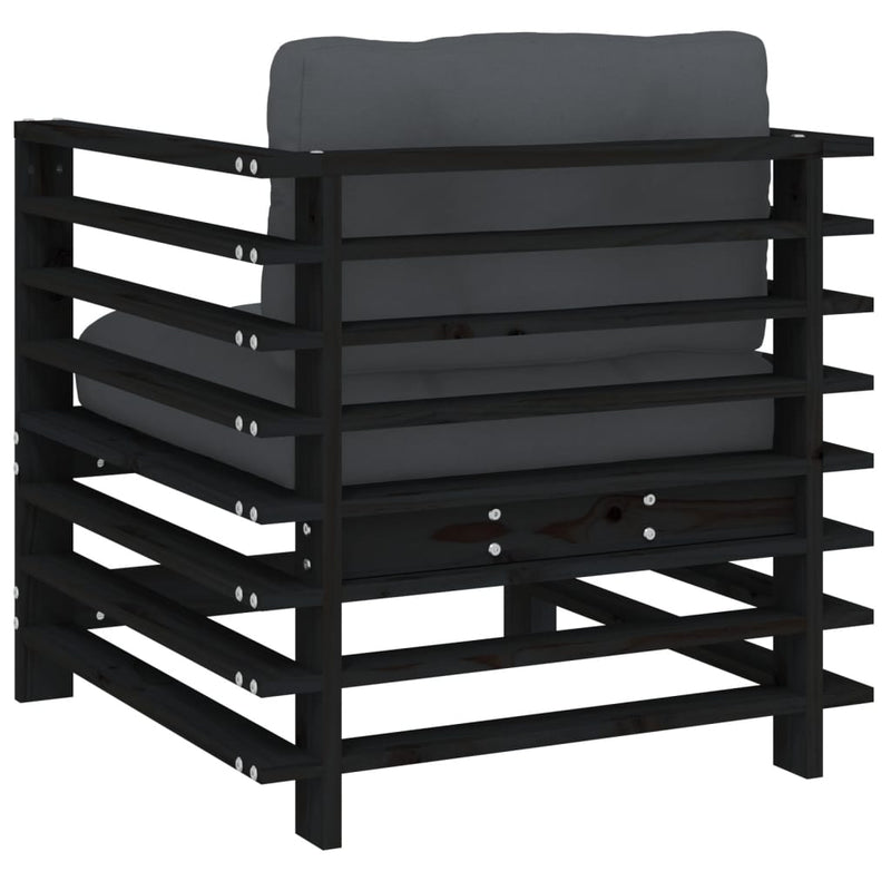 Garden Chairs with Cushions 2 pcs Black Solid Wood Pine Payday Deals