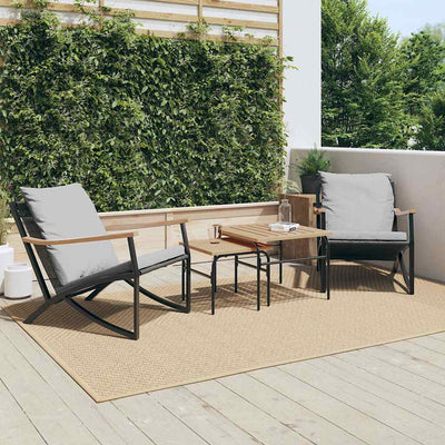 Garden Chairs with Cushions 2 pcs Black Steel