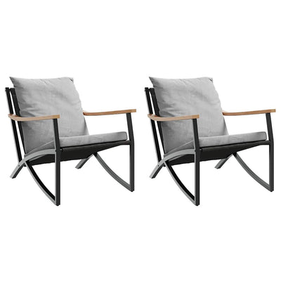 Garden Chairs with Cushions 2 pcs Black Steel Payday Deals